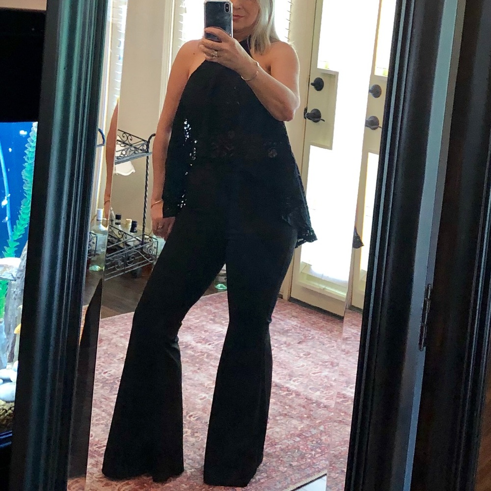 Bellbottom pants and lace high/low choker top - Picture 6 of 6